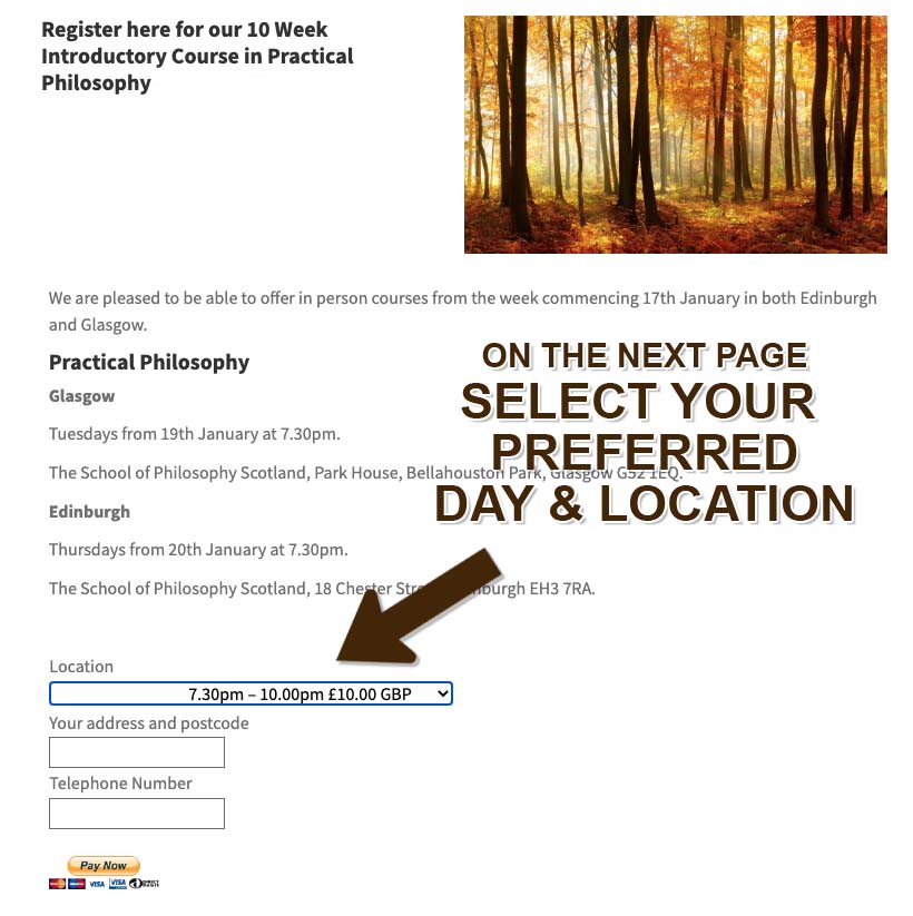 Practical Philosophy Scotland Enrolment